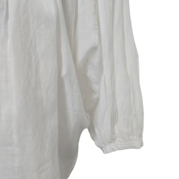 NWT‎ Madewell Shirred Crewneck Button Up Top Blouse White Size Small NU464 - Picture 8 of 10